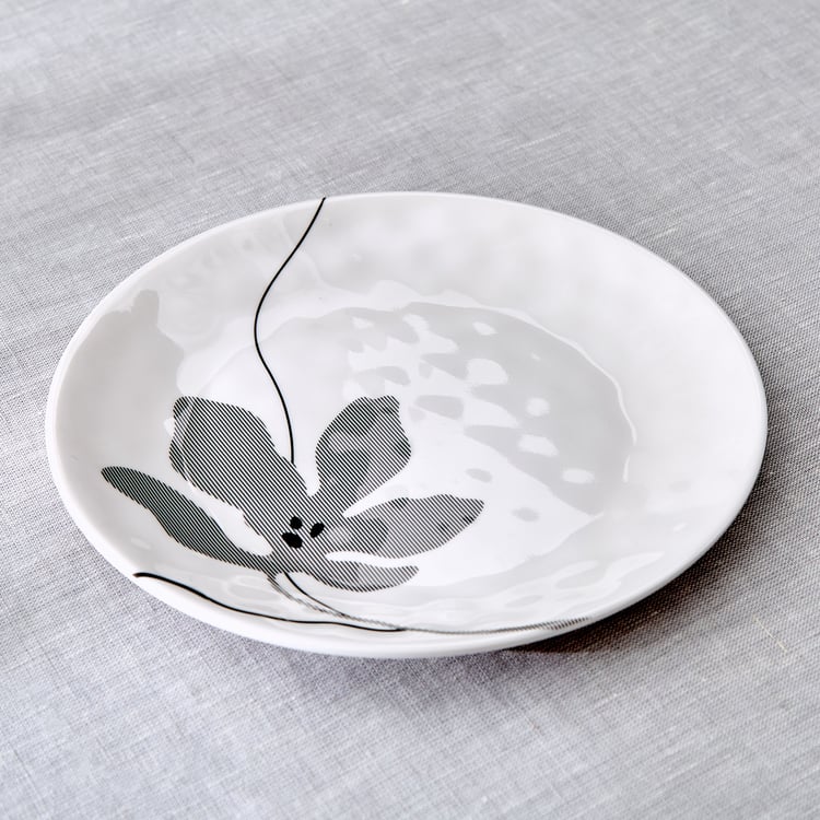 Meadows Monochrome Melamine Printed Side Plate - 18.5cm