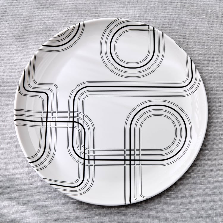 Meadows Monochrome Melamine Printed Dinner Plate - 27cm