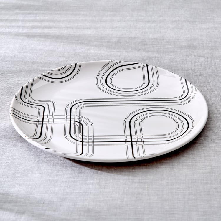 Meadows Monochrome Melamine Printed Dinner Plate - 27cm