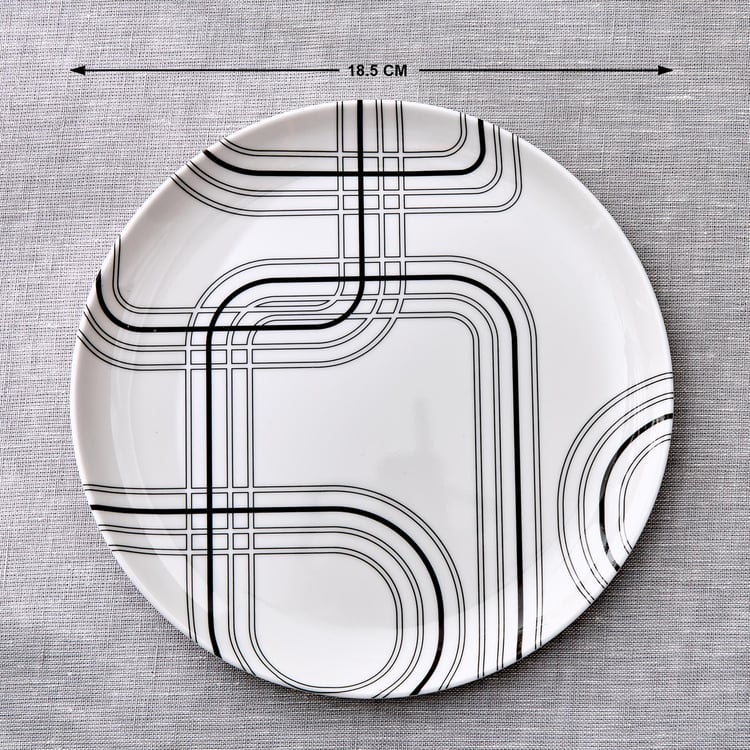Meadows Monochrome Melamine Printed Side Plate - 18.5cm