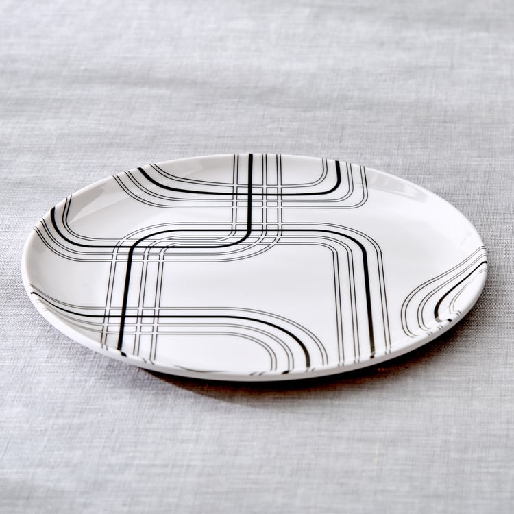 Meadows Monochrome Melamine Printed Side Plate - 18.5cm