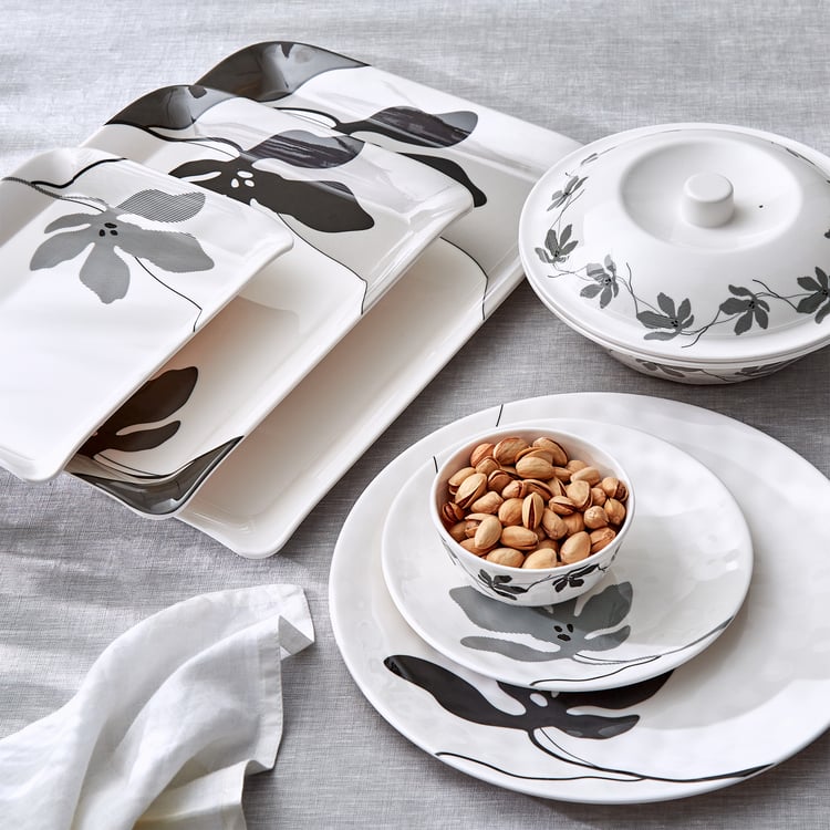 Meadows Monochrome Melamine Printed Serving Tray - 31x23cm
