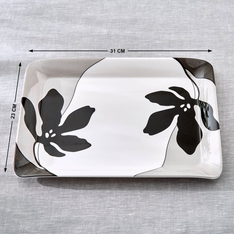 Meadows Monochrome Melamine Printed Serving Tray - 31x23cm