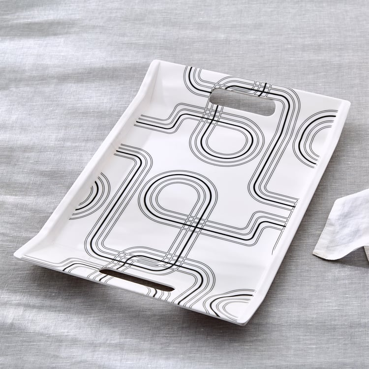 Meadows Monochrome Melamine Printed Serving Tray - 38x27cm