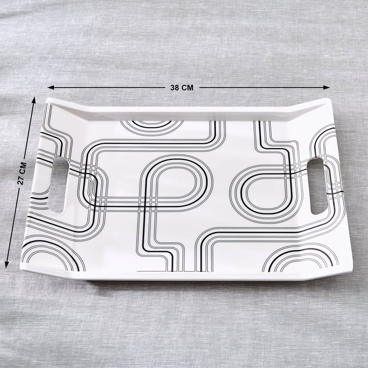 Meadows Monochrome Melamine Printed Serving Tray - 38x27cm