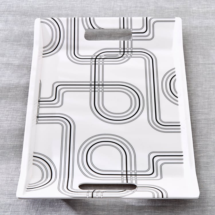 Meadows Monochrome Melamine Printed Serving Tray - 38x27cm