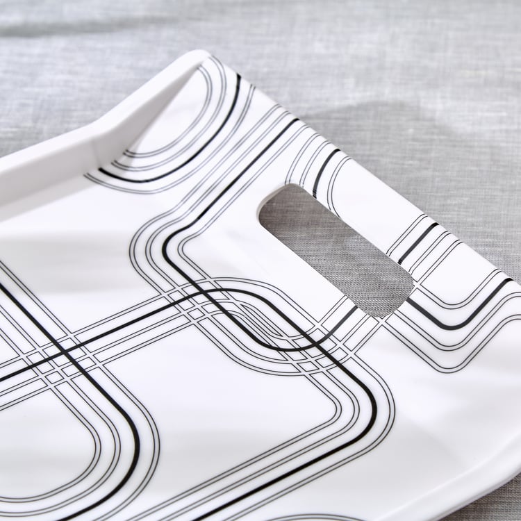 Meadows Monochrome Melamine Printed Serving Tray - 38x27cm