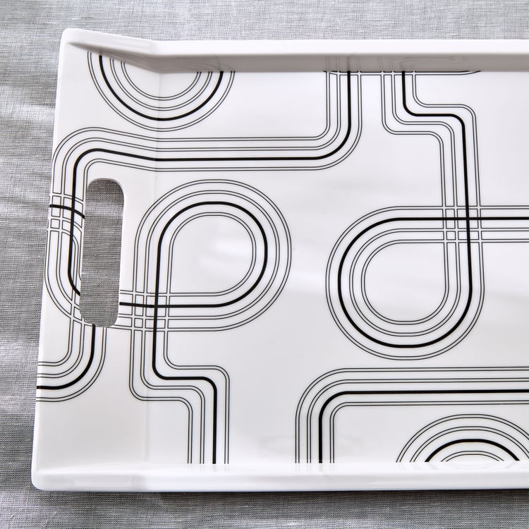 Meadows Monochrome Melamine Printed Serving Tray - 38x27cm