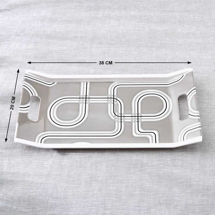 Meadows Monochrome Melamine Printed Serving Tray - 38x20cm