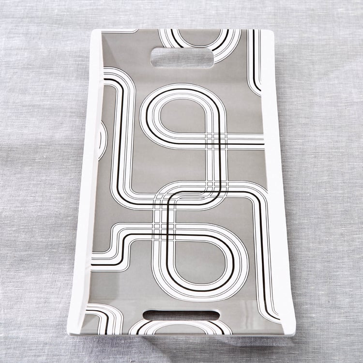 Meadows Monochrome Melamine Printed Serving Tray - 38x20cm