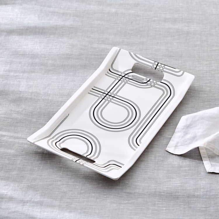 Meadows Monochrome Melamine Printed Serving Tray - 30.5x18cm