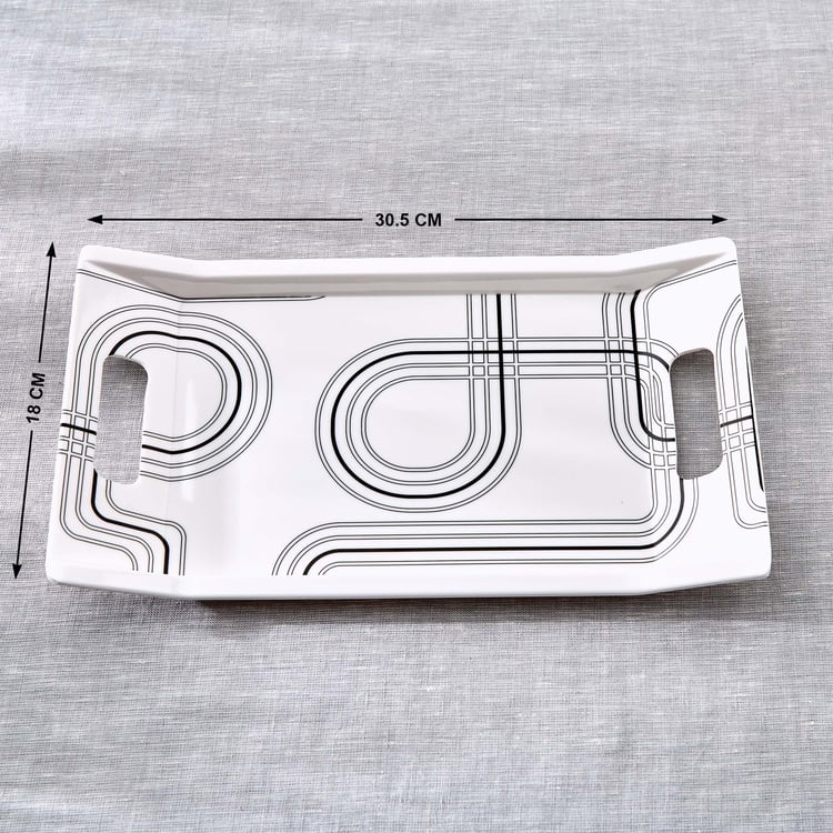 Meadows Monochrome Melamine Printed Serving Tray - 30.5x18cm
