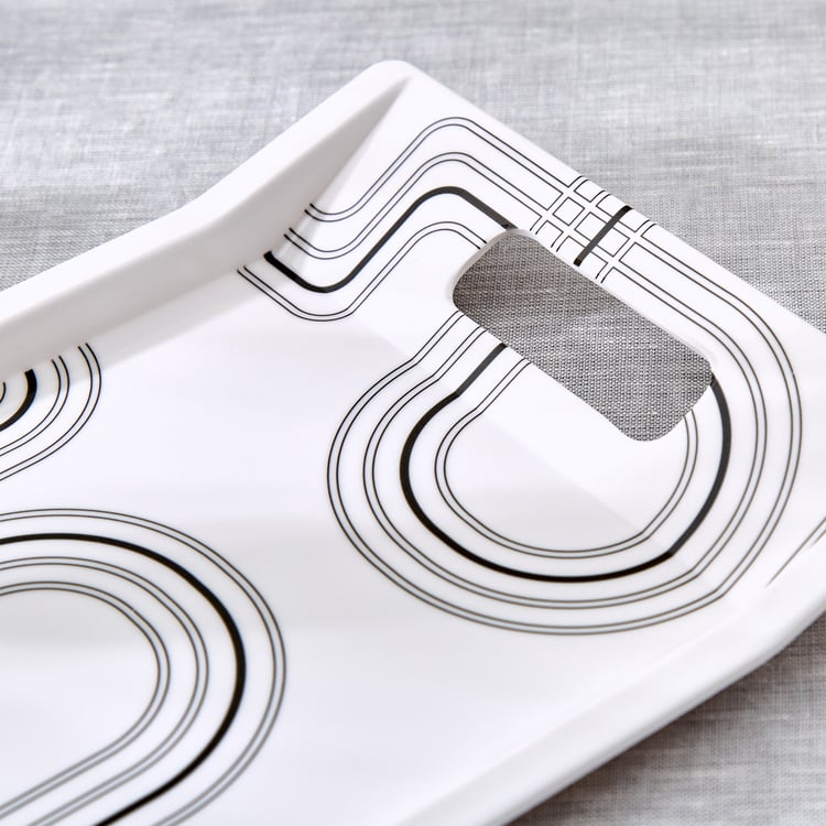 Meadows Monochrome Melamine Printed Serving Tray - 30.5x18cm
