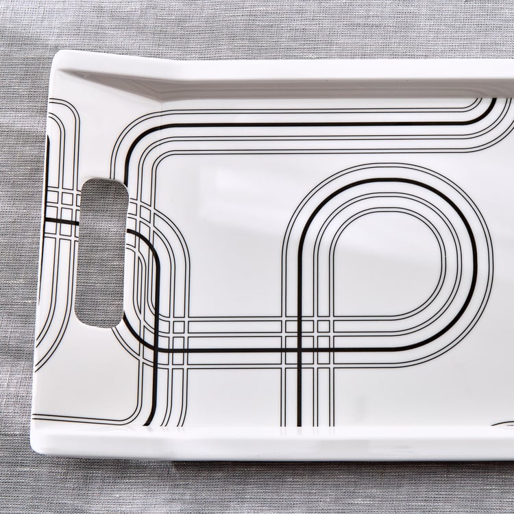 Meadows Monochrome Melamine Printed Serving Tray - 30.5x18cm
