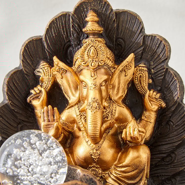 Alpine Polyresin Ganesha with Rotating Ball Water Fountain - 20x26cm