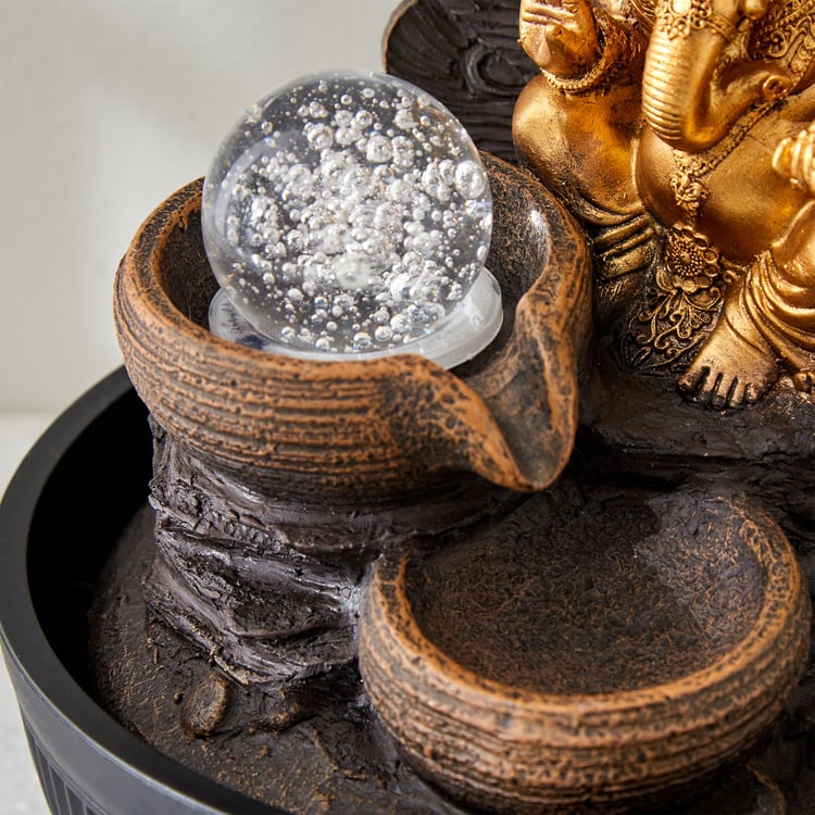 Alpine Polyresin Ganesha with Rotating Ball Water Fountain - 20x26cm