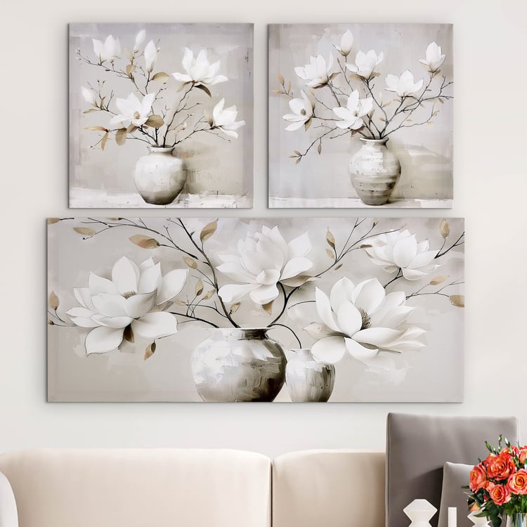 Brezza Vase Set of 3 Canvas Printed Picture Frames
