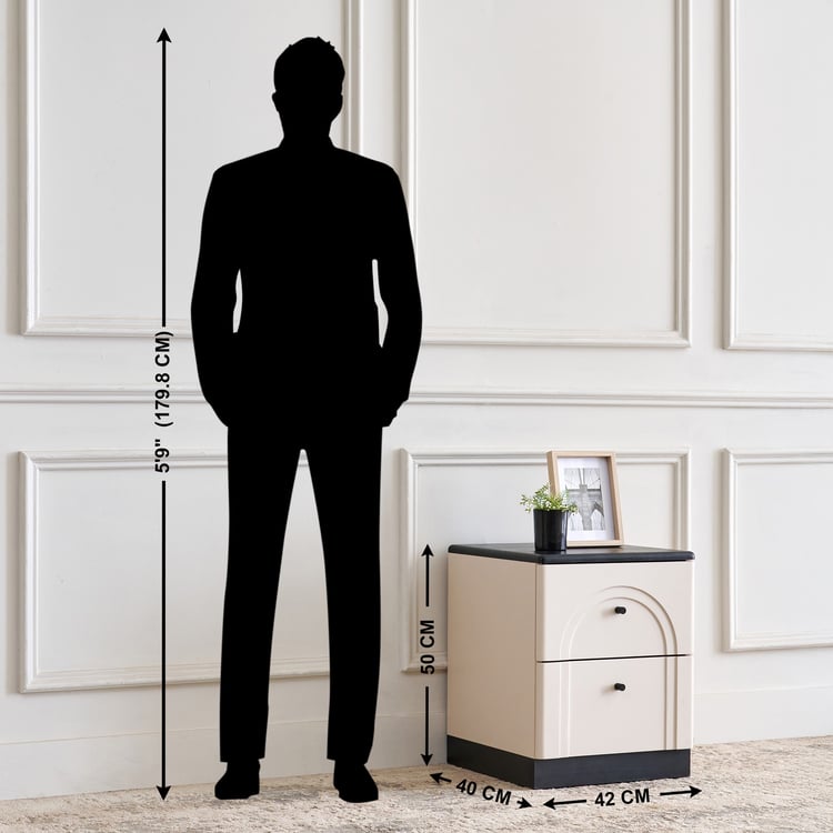 Saga Bedside Table with Drawers - Beige
