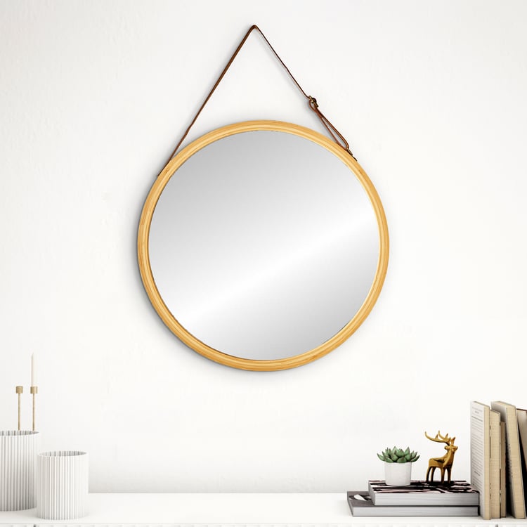 Reflection Bamboo Round Hanging Wall Mirror - 38cm