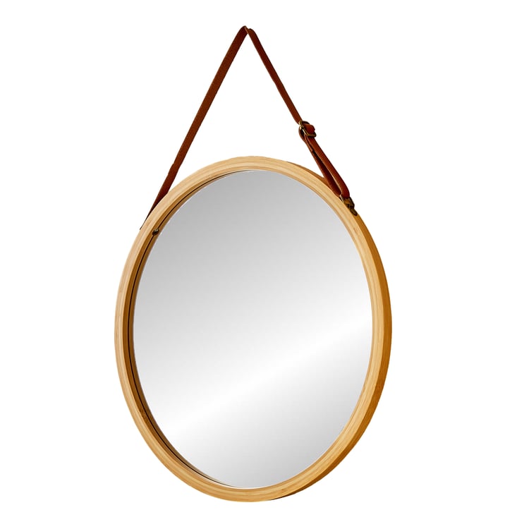 Reflection Bamboo Round Hanging Wall Mirror - 38cm