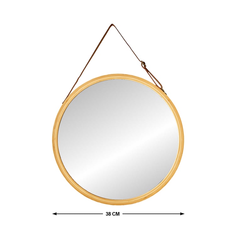 Reflection Bamboo Round Hanging Wall Mirror - 38cm