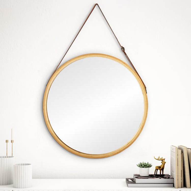 Reflection Bamboo Round Hanging Wall Mirror - 45cm