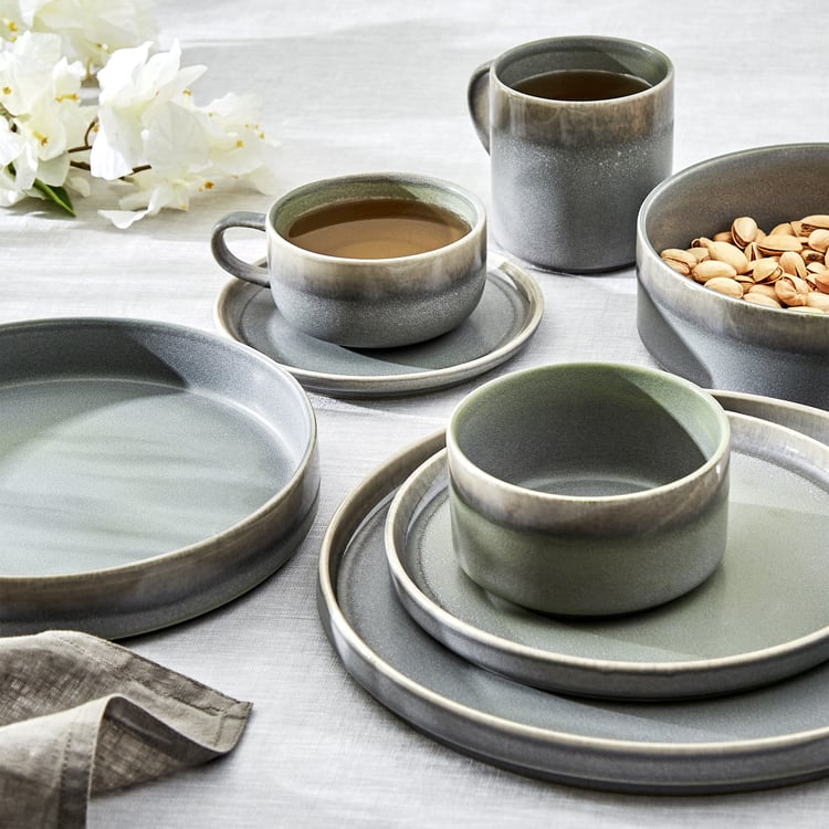 Natura Pewter Halo Stoneware Printed Cup and Saucer - 280ml