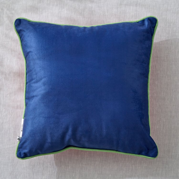 Retro Objects Velvet Embroidered Filled Cushion - 40x40cm