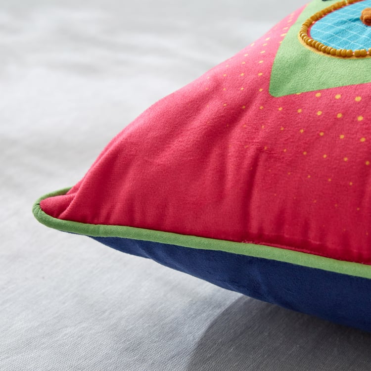 Retro Objects Velvet Embroidered Filled Cushion - 40x40cm