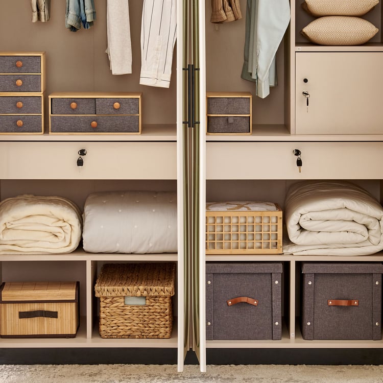 Saga 4-Door Wardrobe with Mirrors - Beige