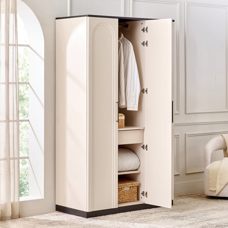 Saga 3-Door Wardrobe with Mirror - Beige