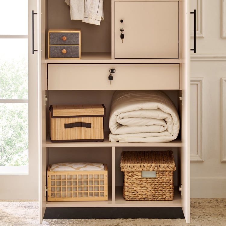 Saga 2-Door Wardrobe with Mirror - Beige