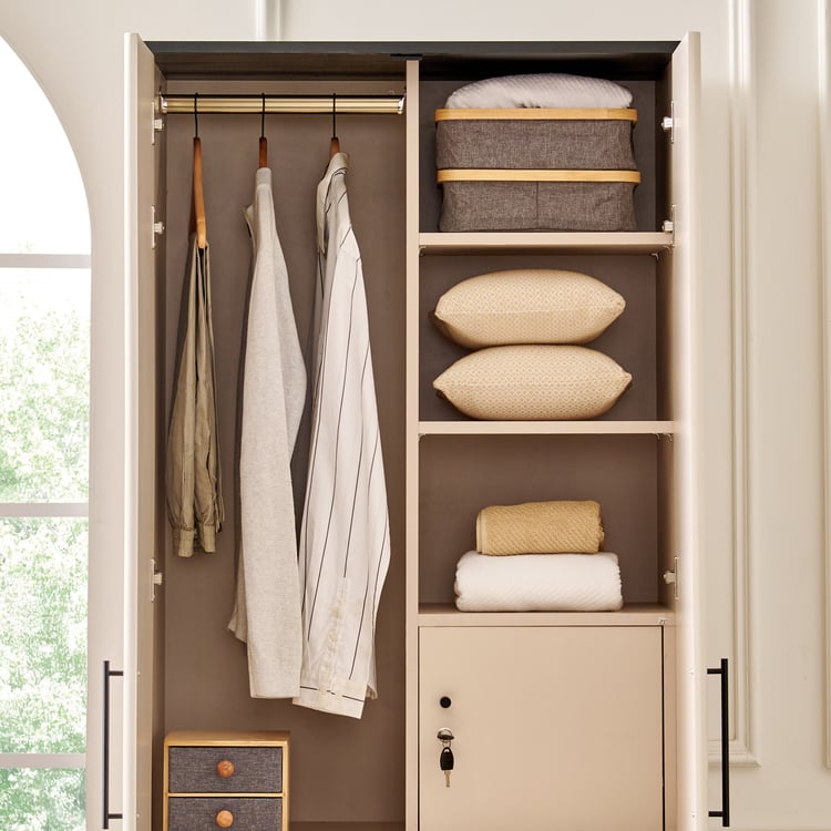 Saga 2-Door Wardrobe with Mirror - Beige