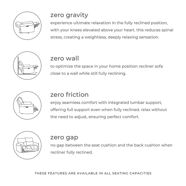 Carolyn Half Leather 3+1+1 Seater Zero Gravitry Electric Recliner Set - Beige