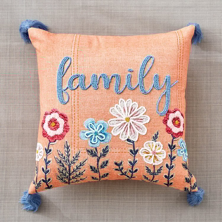 Glance Family Embroidered Filled Cushion - 40x40cm
