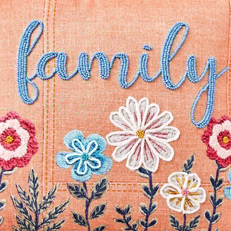 Glance Family Embroidered Filled Cushion - 40x40cm