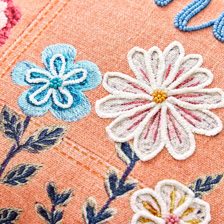 Glance Family Embroidered Filled Cushion - 40x40cm