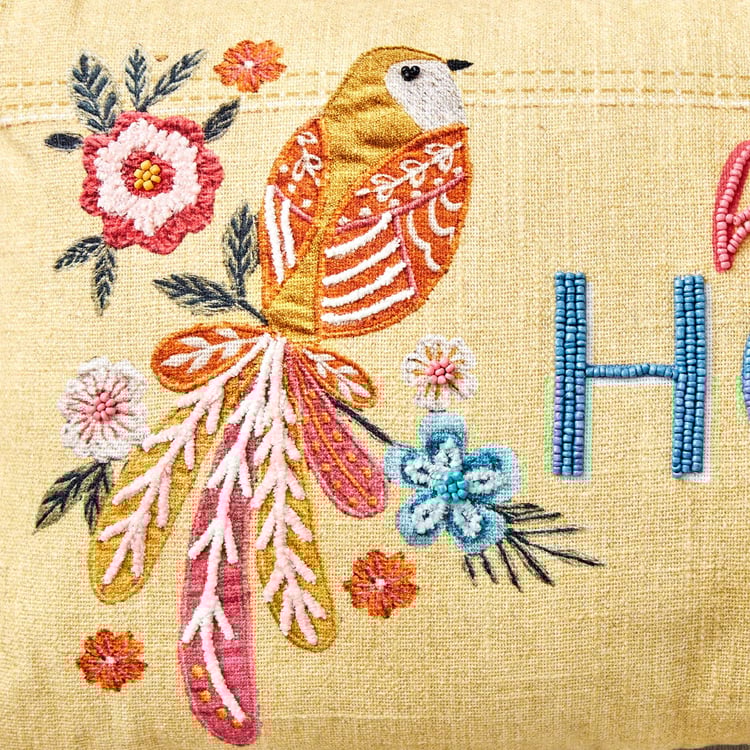 Glance Happy Home Embroidered Filled Cushion - 50x30cm