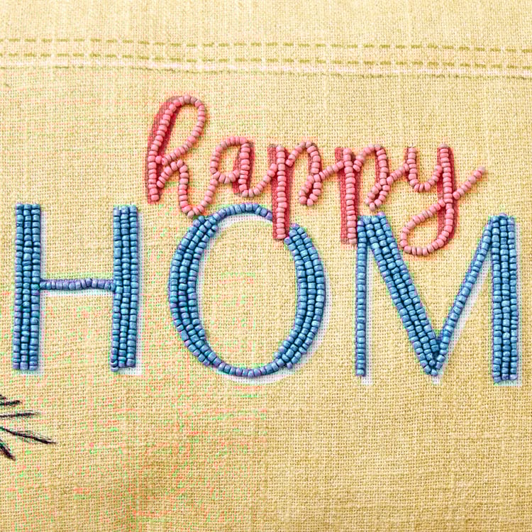 Glance Happy Home Embroidered Filled Cushion - 50x30cm