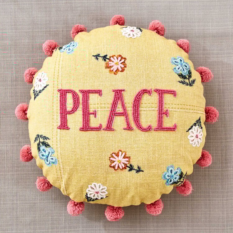Glance Peace Embroidered Filled Cushion - 35x35cm