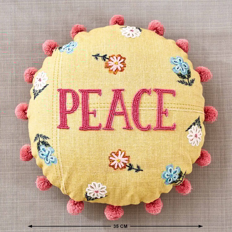 Glance Peace Embroidered Filled Cushion - 35x35cm