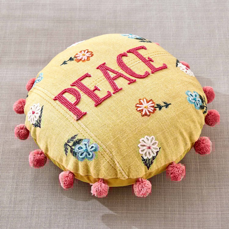 Glance Peace Embroidered Filled Cushion - 35x35cm