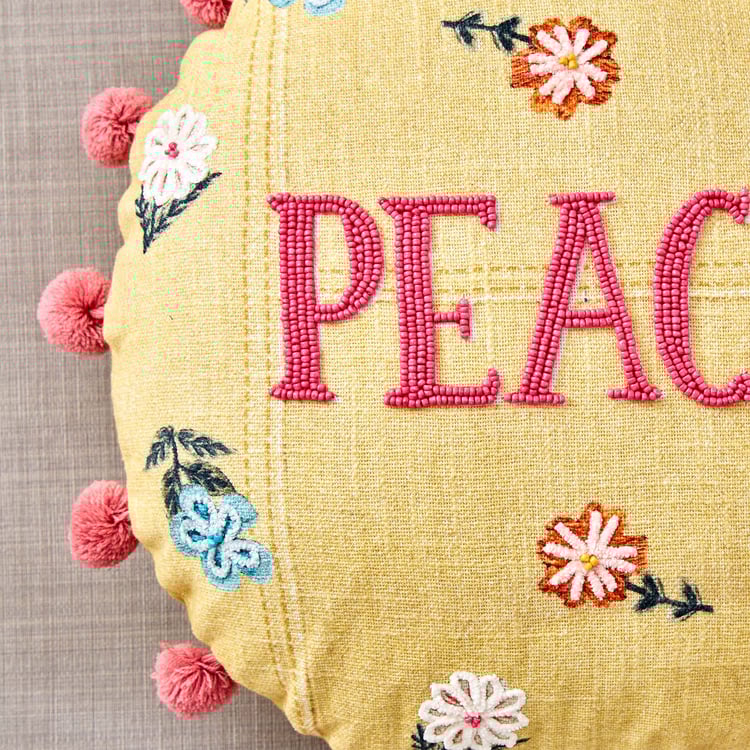 Glance Peace Embroidered Filled Cushion - 35x35cm