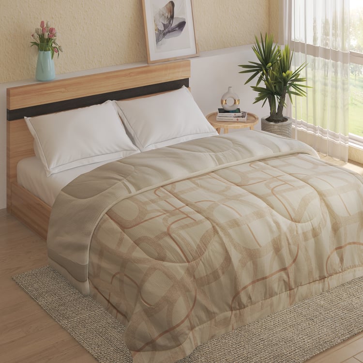 Natural Tranquil Waffle Cotton Printed Reversible Double Comforter