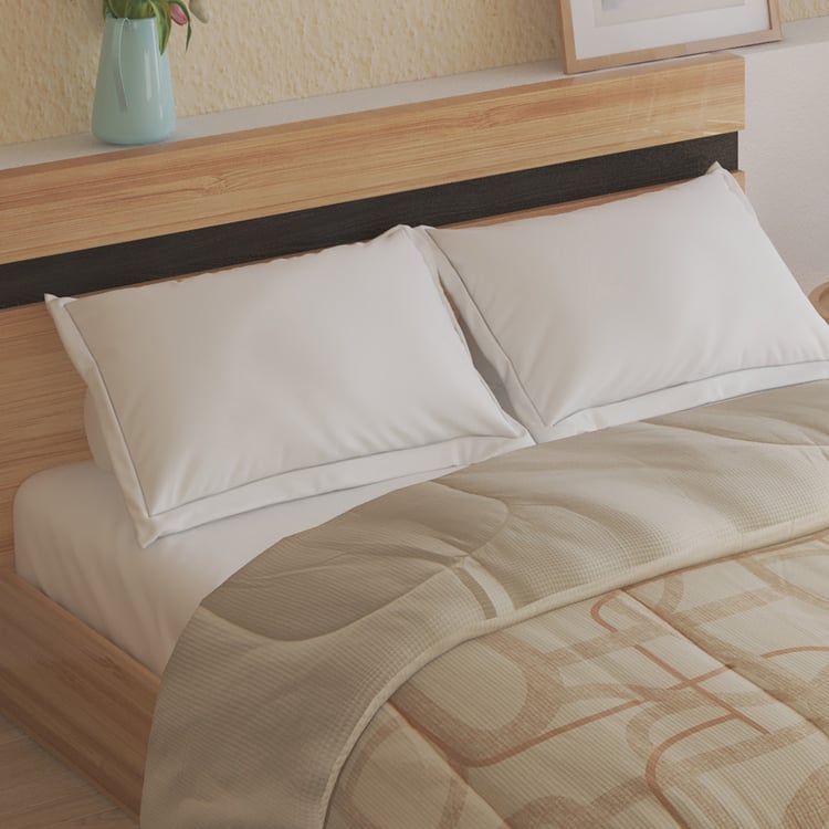 Natural Tranquil Waffle Cotton Printed Reversible Double Comforter