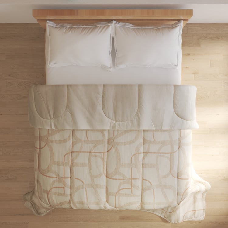 Natural Tranquil Waffle Cotton Printed Reversible Double Comforter