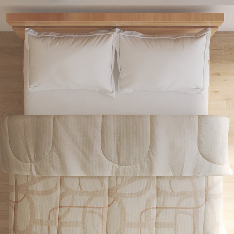 Natural Tranquil Waffle Cotton Printed Reversible Double Comforter