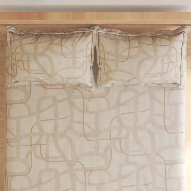 Natural Tranquil Fedo Cotton 172TC Printed 3Pcs King Fitted Bedsheet Set