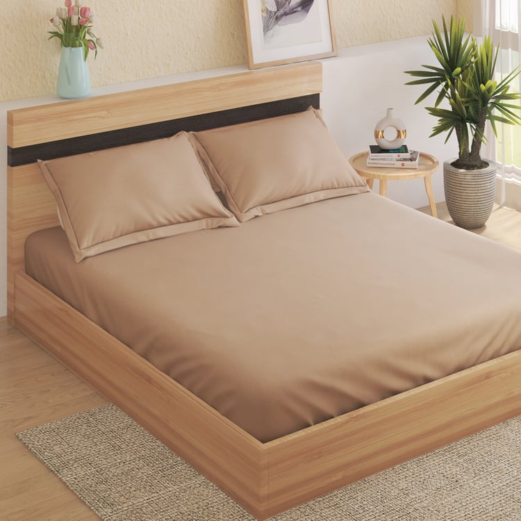 Natural Tranquil Waffle Cotton 172TC 3Pcs King Fitted Bedsheet Set