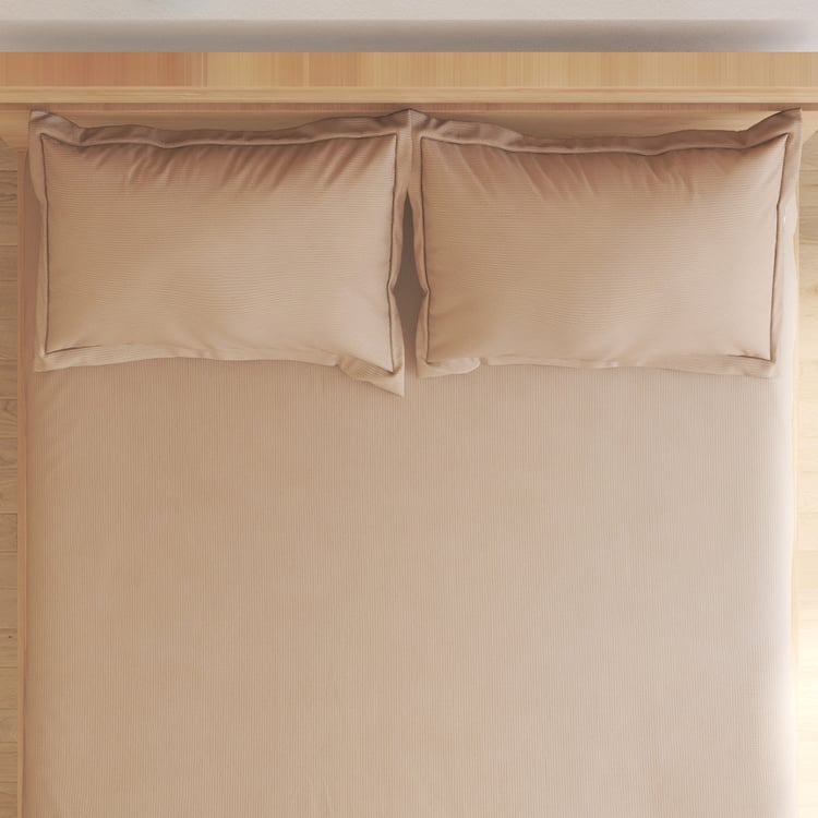 Natural Tranquil Waffle Cotton 172TC 3Pcs King Fitted Bedsheet Set